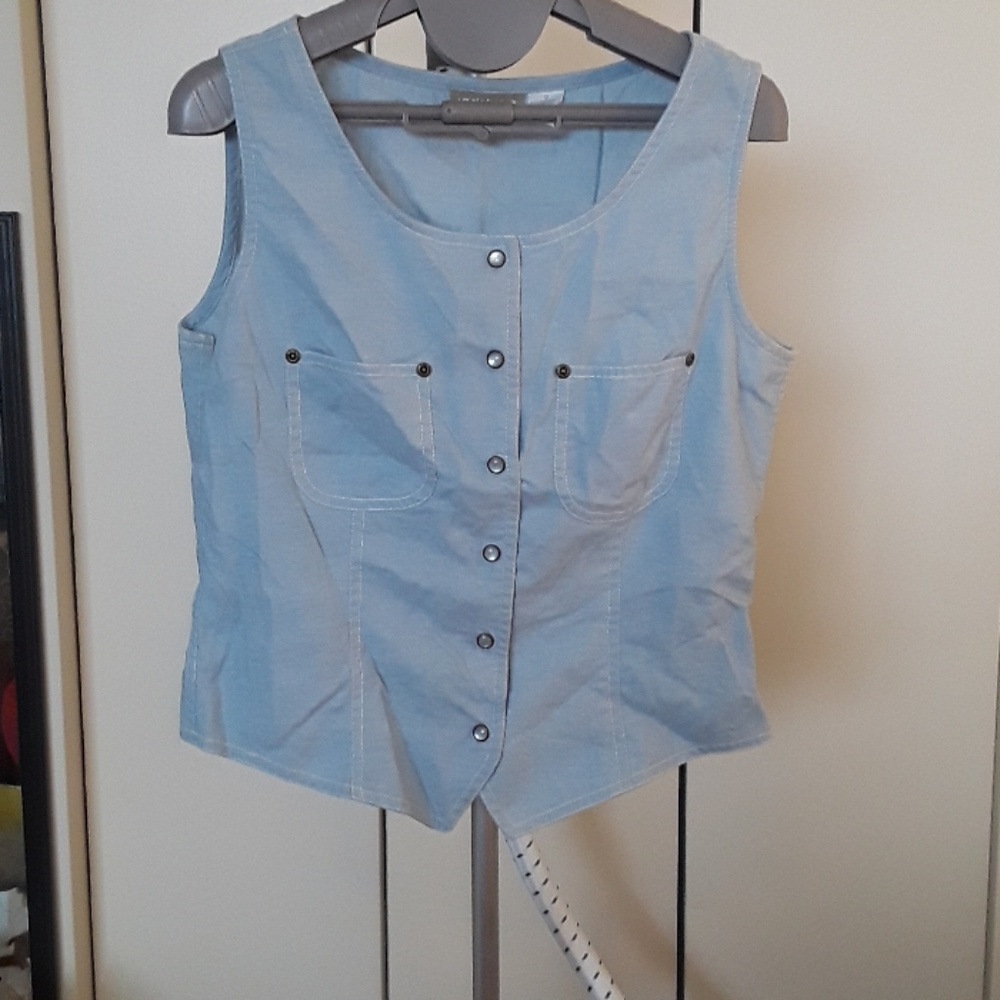 Blue cotton sleeveless shirt. Almost New.